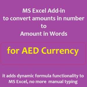 AED (UAE Dirham) Currency amount in words MS Excel Add-in