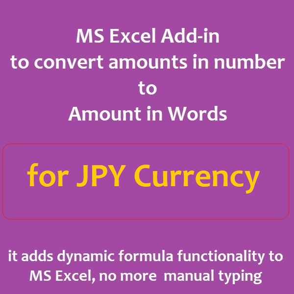 MS Excel Spell number addin for Japanese Yen JPY