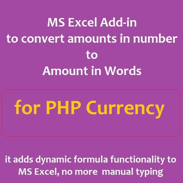 MS Excel Spell number addin for Philipine Pesos