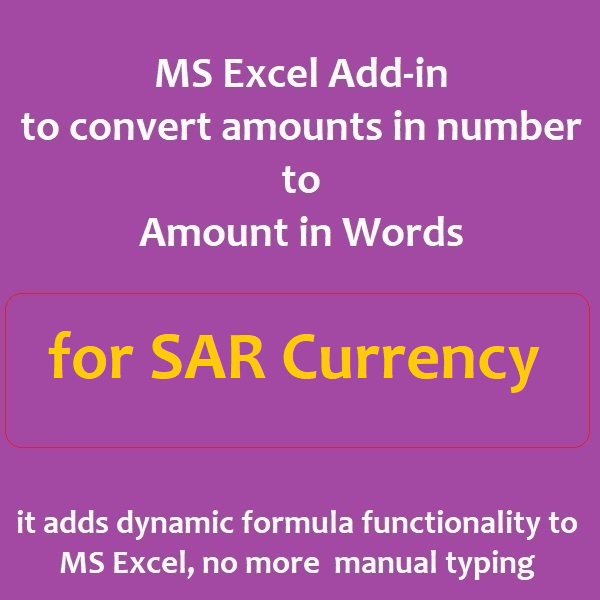 MS Excel Spell number addin for Saudi Riyal SAR