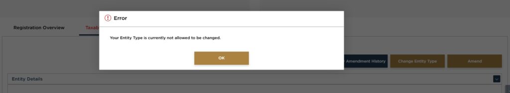FTA Emaratax Change Entity Type